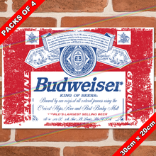 Load image into Gallery viewer, BUDWEISER (LOGO) 30cm x 20cm METAL SIGNS
