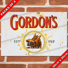 Load image into Gallery viewer, GORDONS GIN (LOGO) 30cm x 20cm METAL SIGNS
