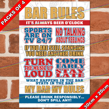 Load image into Gallery viewer, BAR RULES 30cm x 20cm METAL SIGNS
