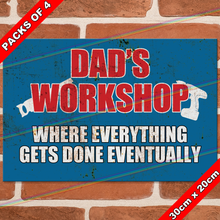 Load image into Gallery viewer, DADS WORKSHOP 30cm x 20cm METAL SIGNS
