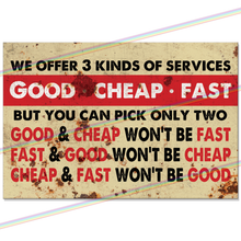 Load image into Gallery viewer, GOOD CHEAP FAST 30cm x 20cm METAL SIGNS
