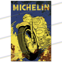 Load image into Gallery viewer, MICHELIN MAN ON MOTORBIKE 30cm x 20cm METAL SIGNS
