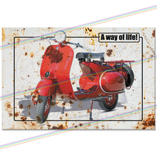 Load image into Gallery viewer, VESPA (A WAY OF LIFE!) 30cm x 20cm METAL SIGNS
