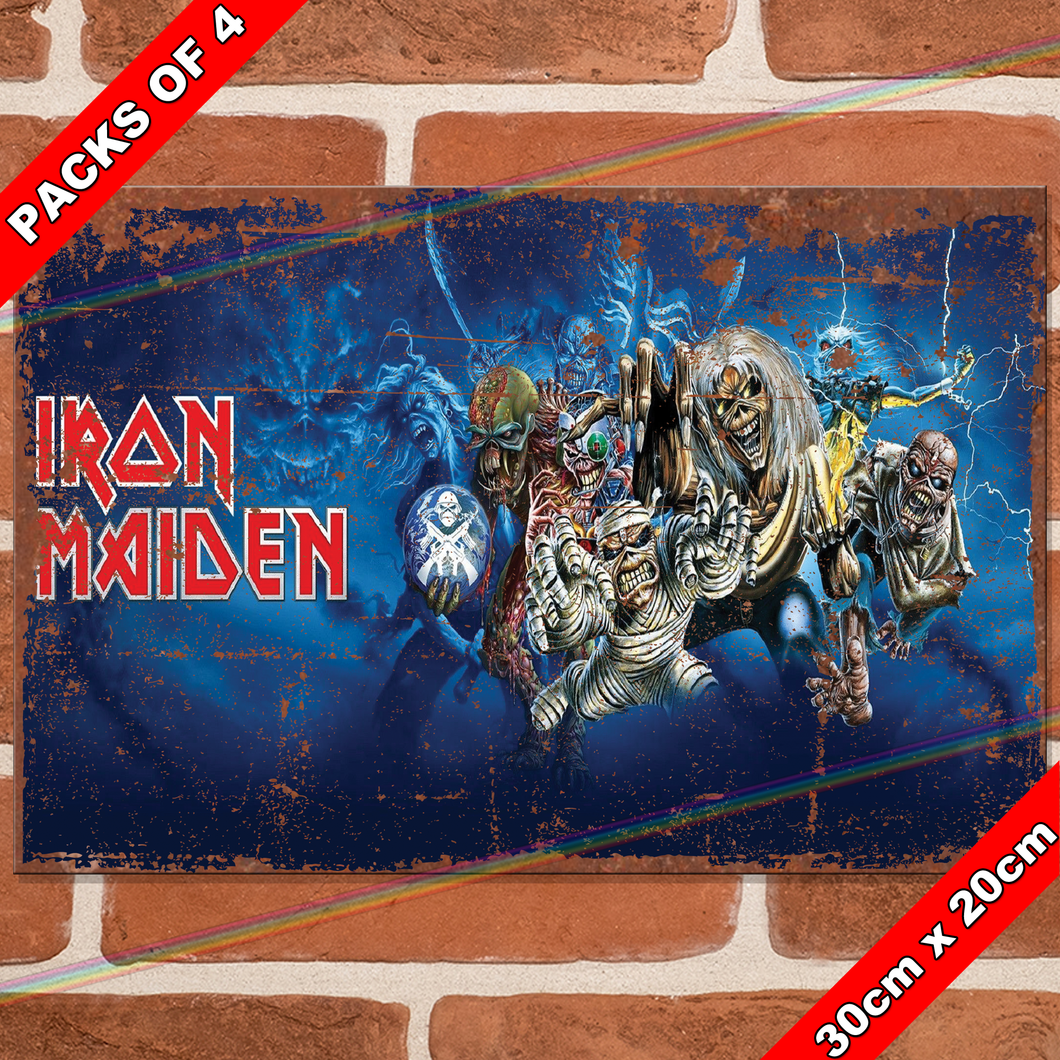 IRON MAIDEN (ZOMBIES) 30cm x 20cm MUSIC METAL SIGNS