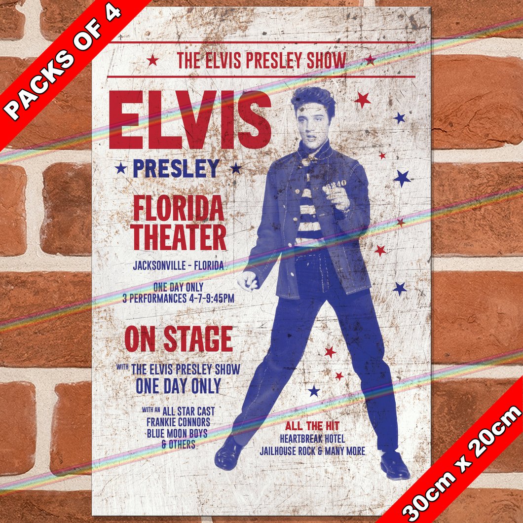 ELVIS PRESLEY (FLORIDA THEATRE) 30cm x 20cm MUSIC METAL SIGNS