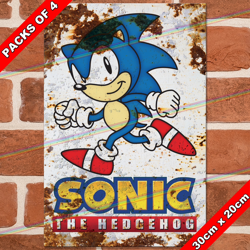 SONIC THE HEDGEHOG 30cm x 20cm METAL SIGNS