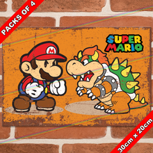 Load image into Gallery viewer, SUPER MARIO (MARIO v BOWSER) 30cm x 20cm METAL SIGNS
