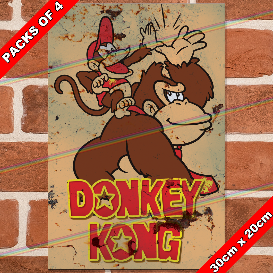 DONKEY KONG (DONKEY & DIDI) 30cm x 20cm METAL SIGNS