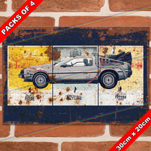 Load image into Gallery viewer, BACK TO THE FUTURE (DELOREAN - 3 PARTS) 30cm x 20cm MOVIE METAL SIGNS
