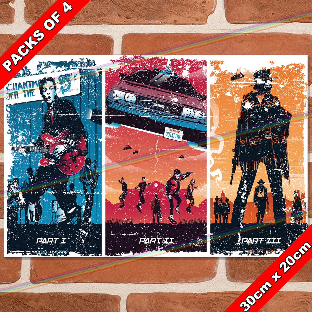 BACK TO THE FUTURE (MARTY - 3 PARTS) 30cm x 20cm MOVIE METAL SIGNS