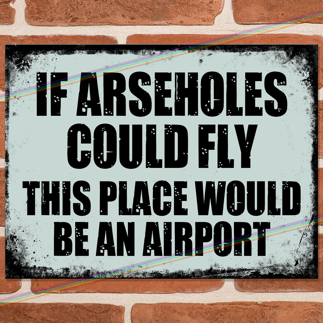 IF ARSEHOLES COULD FLY METAL SIGNS