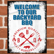 Load image into Gallery viewer, BACKYARD BBQ METAL SIGNS
