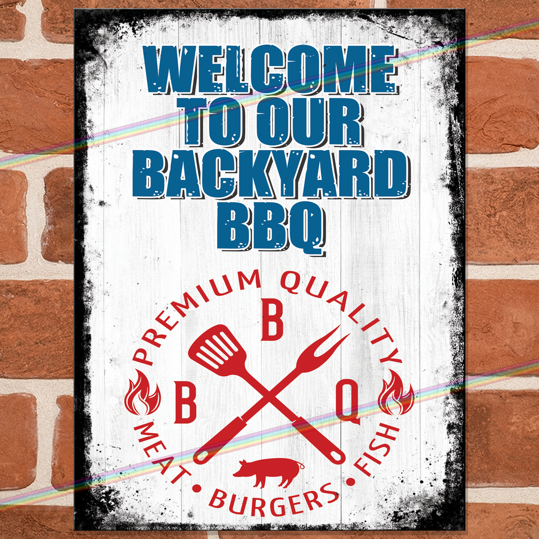 BACKYARD BBQ METAL SIGNS