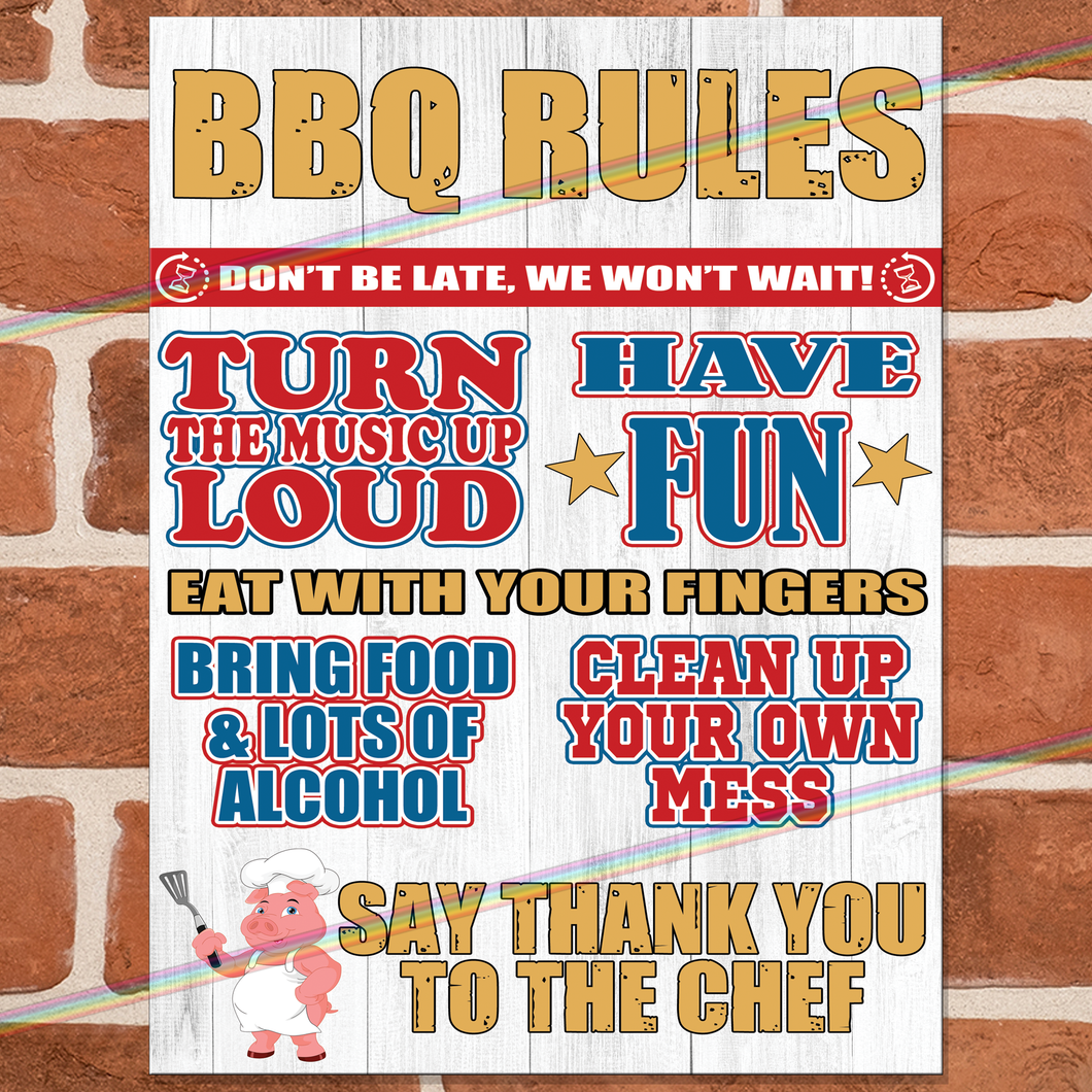 BBQ RULES METAL SIGNS