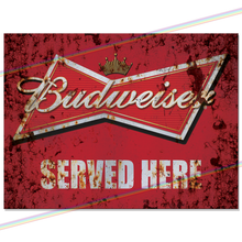 Load image into Gallery viewer, SERVED HERE: BUDWEISER METAL SIGNS
