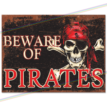 Load image into Gallery viewer, BEWARE OF PIRATES METAL SIGNS

