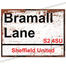 Load image into Gallery viewer, BRAMALL LANE SHEFFIELD UNITED FOOTBALL METAL SIGNS
