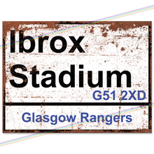 Load image into Gallery viewer, IBROX STADIUM GLASGOW RANGERS FOOTBALL METAL SIGNS
