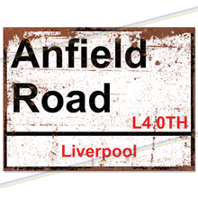 Load image into Gallery viewer, ANFIELD ROAD LIVERPOOL FOOTBALL METAL SIGNS
