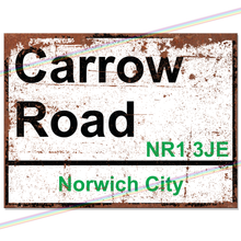 Load image into Gallery viewer, CARROW ROAD NORWICH CITY FOOTBALL METAL SIGNS
