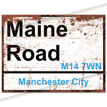 Load image into Gallery viewer, MAINE ROAD MANCHESTER FOOTBALL METAL SIGNS
