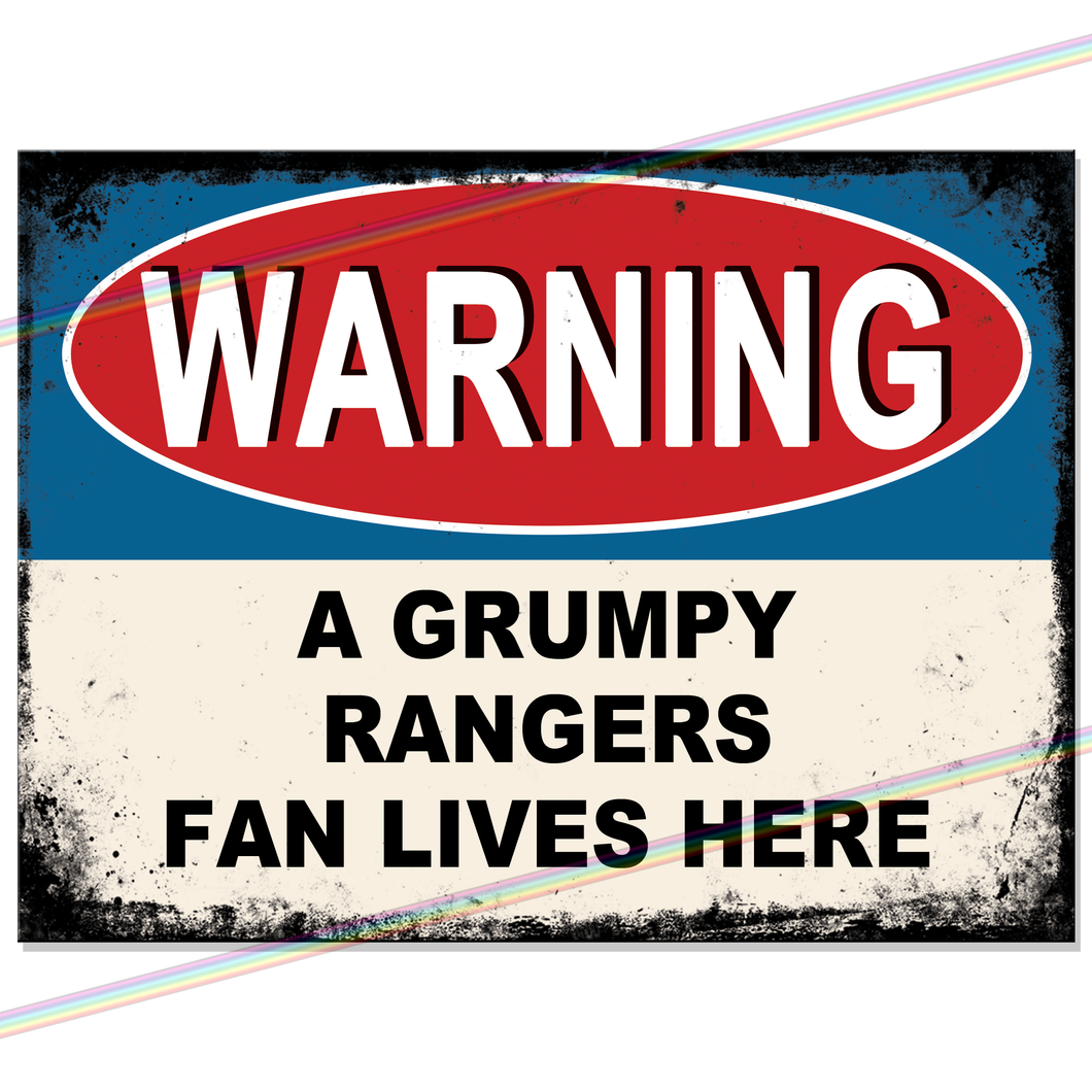 RANGERS GRUMPY FAN FOOTBALL METAL SIGNS