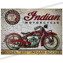 Load image into Gallery viewer, INDIAN MOTORCYCLE (MODEL &quot;101&quot; INDIAN SCOUT) METAL SIGNS
