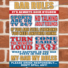 Load image into Gallery viewer, BAR RULES METAL SIGNS
