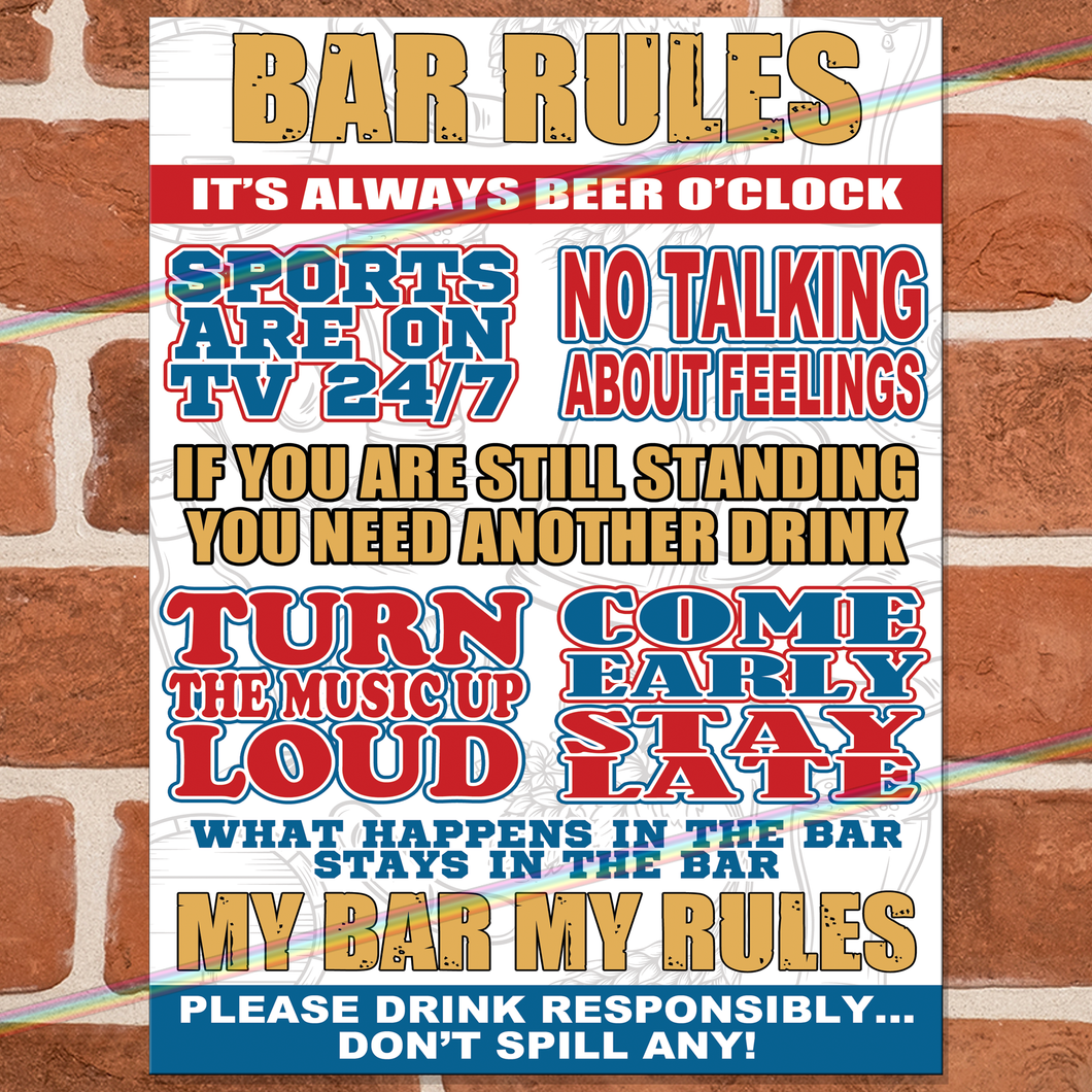 BAR RULES METAL SIGNS