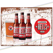 Load image into Gallery viewer, CAMDEN HELLS (3 BOTTLES) METAL SIGNS
