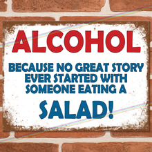 Load image into Gallery viewer, ALCOHOL GREAT STORY SALAD METAL SIGNS
