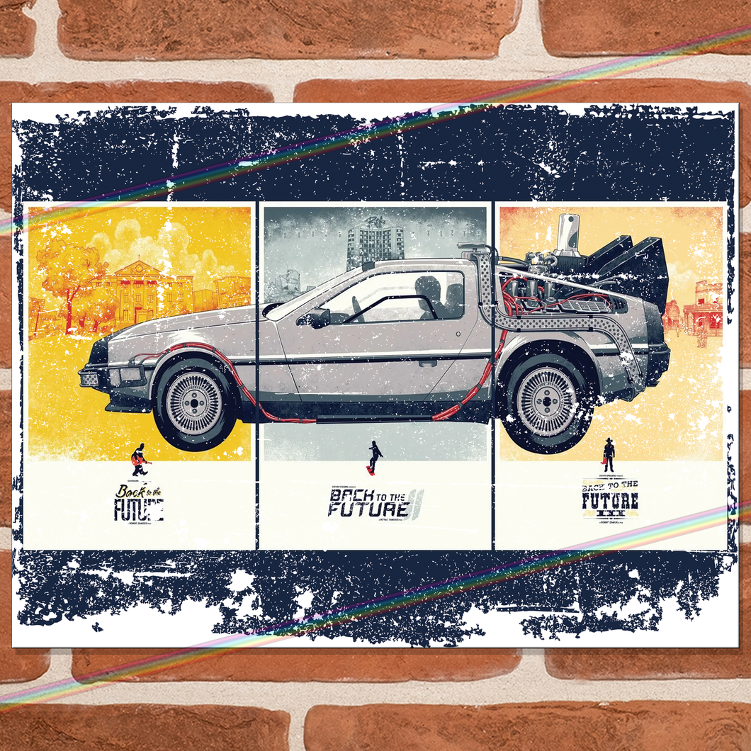 BACK TO THE FUTURE (DELOREAN - 3 PARTS) MOVIE METAL SIGNS