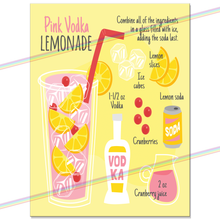Load image into Gallery viewer, PINK VODKA LEMONADE COCKTAIL RECIPE METAL SIGNS
