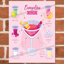 Load image into Gallery viewer, COSMOPOLITAN COCKTAIL RECIPE METAL SIGNS
