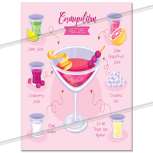 Load image into Gallery viewer, COSMOPOLITAN COCKTAIL RECIPE METAL SIGNS
