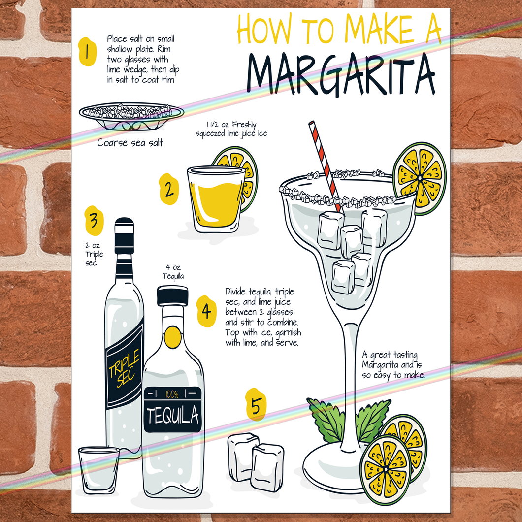 MARGARITA COCKTAIL RECIPE METAL SIGNS