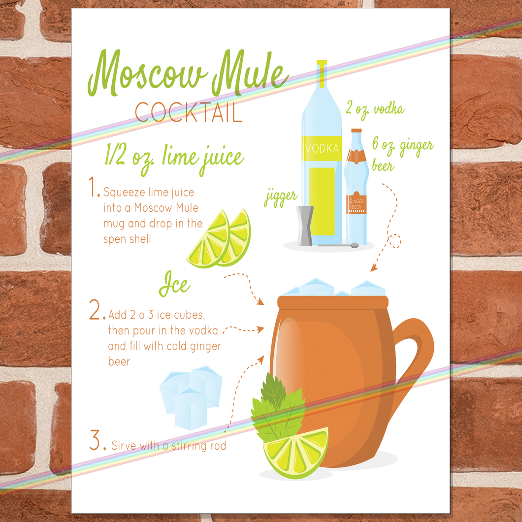MOSCOW MULE COCKTAIL RECIPE METAL SIGNS