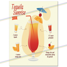 Load image into Gallery viewer, TEQUILA SUNRISE COCKTAIL RECIPE METAL SIGNS
