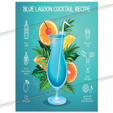 Load image into Gallery viewer, BLUE LAGOON COCKTAIL RECIPE METAL SIGNS
