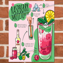 Load image into Gallery viewer, RASPBERRY MOJITO COCKTAIL RECIPE METAL SIGNS
