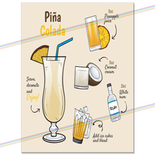 Load image into Gallery viewer, PINA COLADA COCKTAIL RECIPE METAL SIGNS
