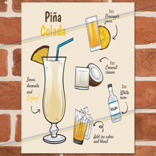 Load image into Gallery viewer, PINA COLADA COCKTAIL RECIPE METAL SIGNS
