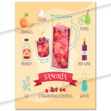 Load image into Gallery viewer, SANGRIA WINE COCKTAIL RECIPE METAL SIGNS
