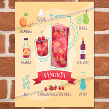 Load image into Gallery viewer, SANGRIA WINE COCKTAIL RECIPE METAL SIGNS
