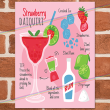 Load image into Gallery viewer, STRAWBERRY DAIQUIRI COCKTAIL RECIPE METAL SIGNS
