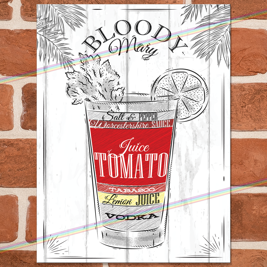 BLOODY MARY COCKTAIL RECIPE METAL SIGNS