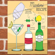 Load image into Gallery viewer, MARTINI COCKTAIL RECIPE METAL SIGNS
