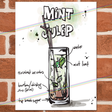 Load image into Gallery viewer, MINT JULEP COCKTAIL RECIPE METAL SIGNS
