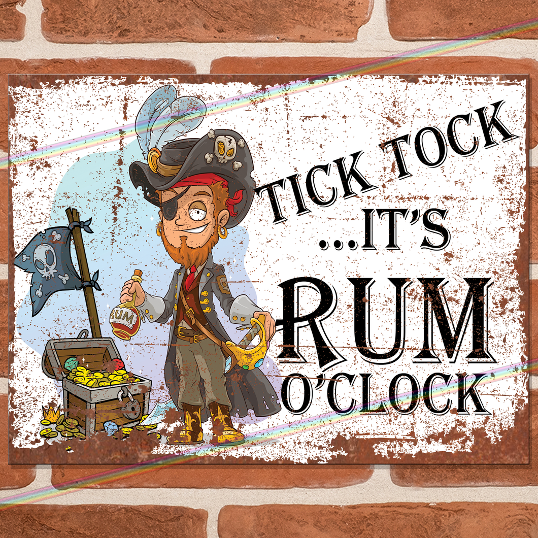 RUM O' CLOCK METAL SIGNS